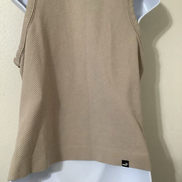 Puma Beige Sporty Athletic Yoga Running Logo Monogram Sleeveless Workout Top L - Picture 6 of 8